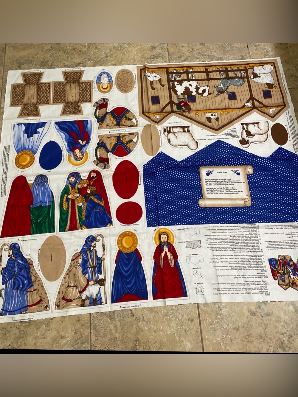 Vintage VIP Cranston Print Works Nativity Scene Fabric Panel Cut & Sew Stuffed